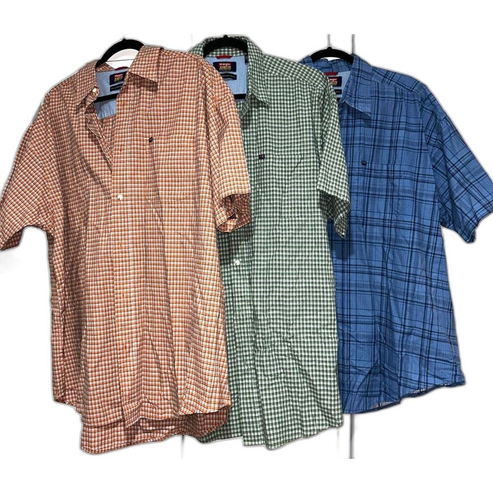 Wrangler Men's Lot of 3 size 2XL Plaid Button Down Short Sleeve Shirts